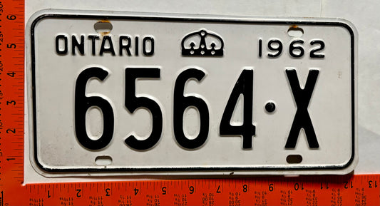 1962 Ontario #6564-X Passenger License Plate