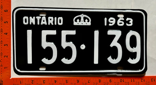 1963 Ontario #155-139 Passenger License Plate