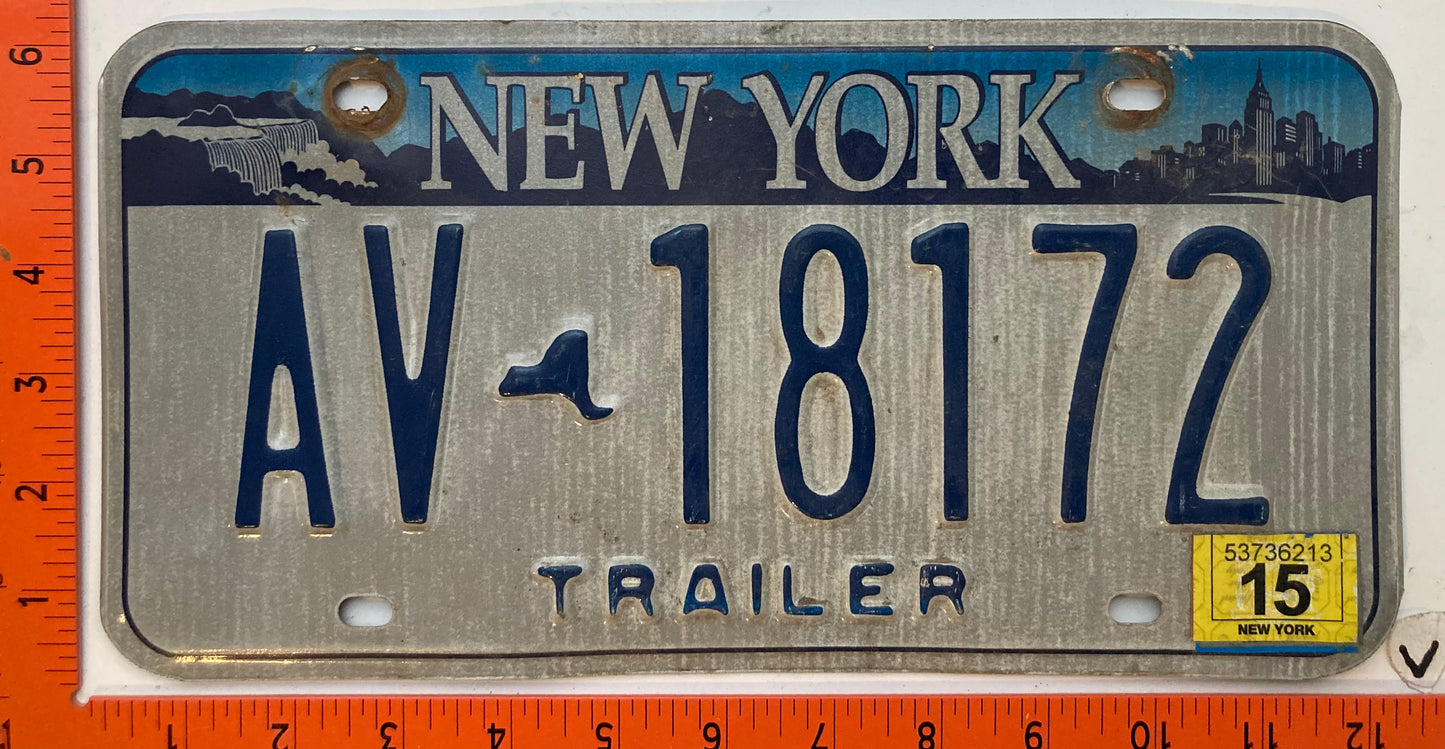 2015 New York #AV-618172 Trailer License Plate