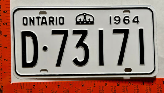 1964 Ontario #D-73171 Passenger License Plate
