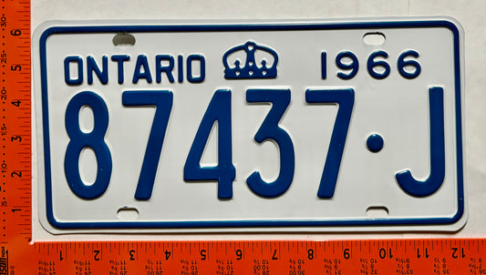 1966 Ontario #87437-J Passenger License Plate
