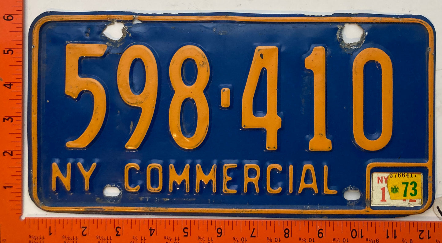1973 New York #598-410 Commercial License Plate