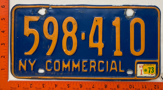 1973 New York #598-410 Commercial License Plate