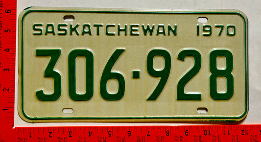 1970 Saskatchewan #306-928 Passenger License Plate