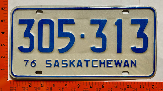 1976 Saskatchewan #305-313 Passenger License Plate