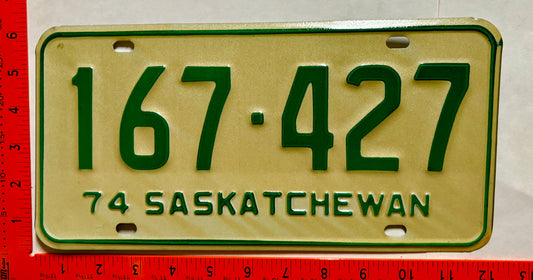 1974 Saskatchewan #167-427 Passenger License Plate