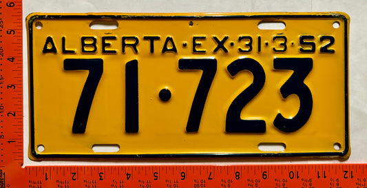 1952 Alberta #71-723 Passenger License Plate