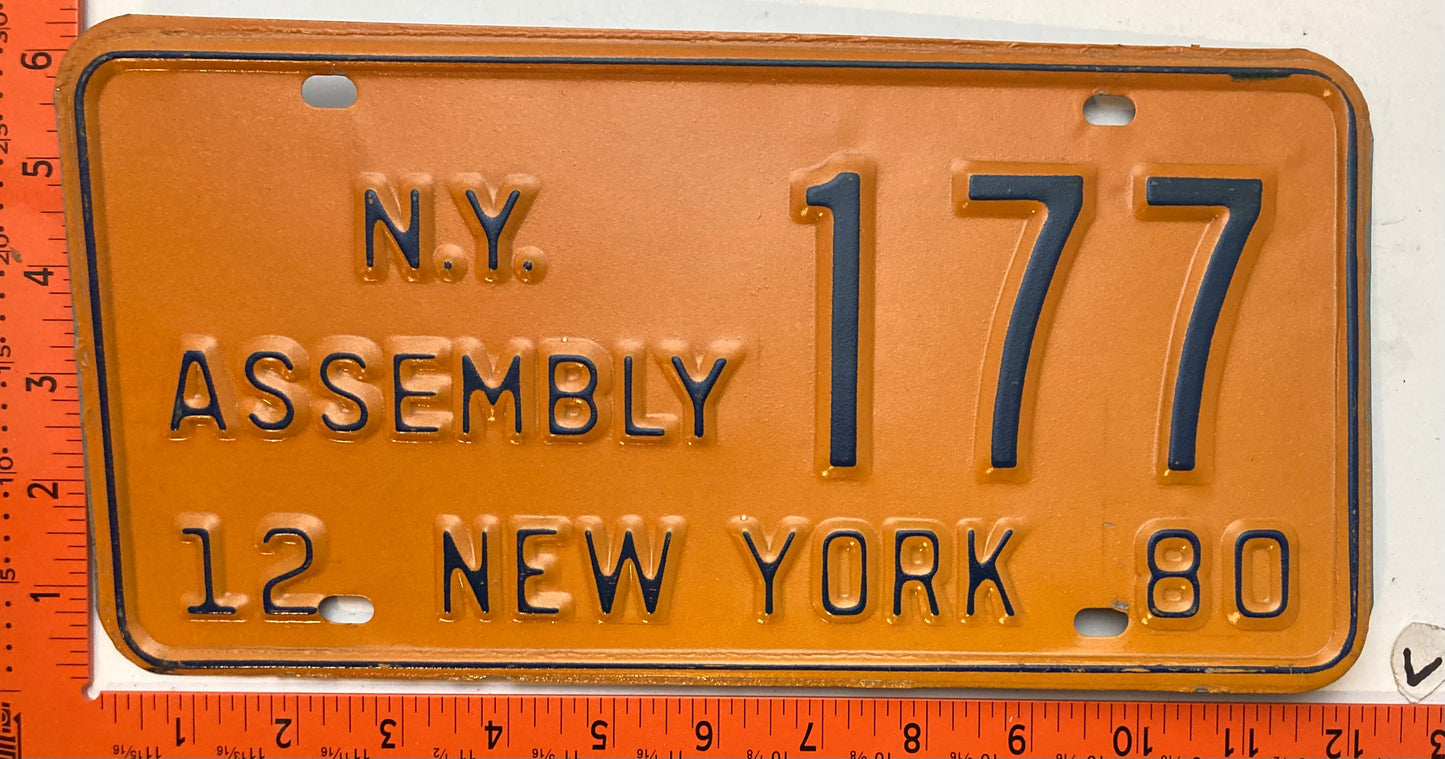 1980 New York #177 New York Assembly License Plate