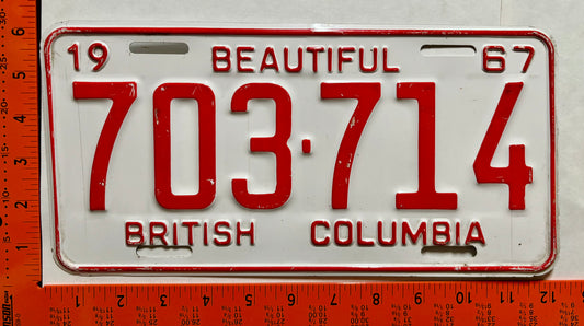 1967 British Columbia #703-714 Passenger License Plate