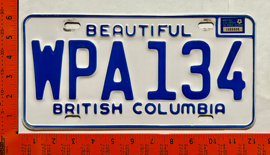 1976 British Columbia #WPA 134 Passenger License Plate