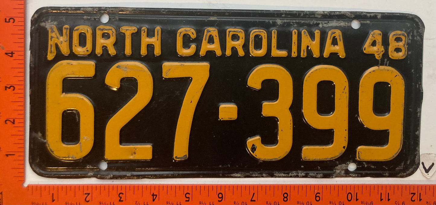 1948 North Carolina #627-399 Passenger License Plate