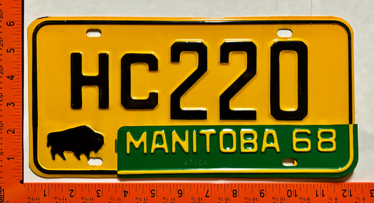 1968 Manitoba #HC220 Passenger License Plate