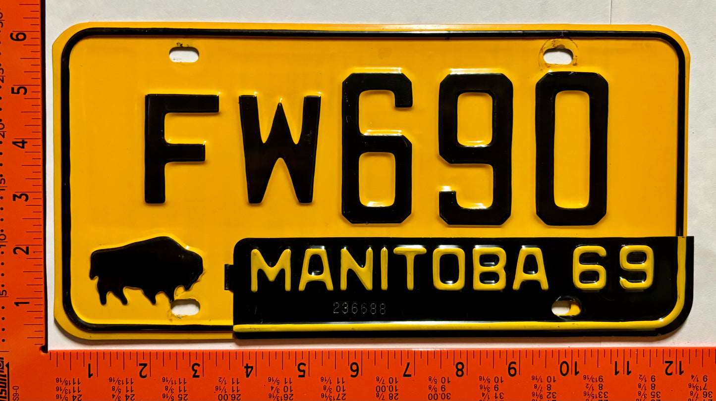1969 Manitoba #FW690 Passenger License Plate