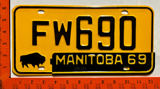 1969 Manitoba #FW690 Passenger License Plate