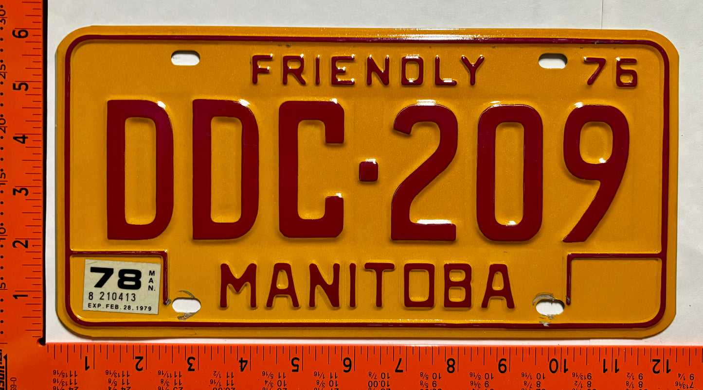 1978 Manitoba #DDC-209 Passenger License Plate