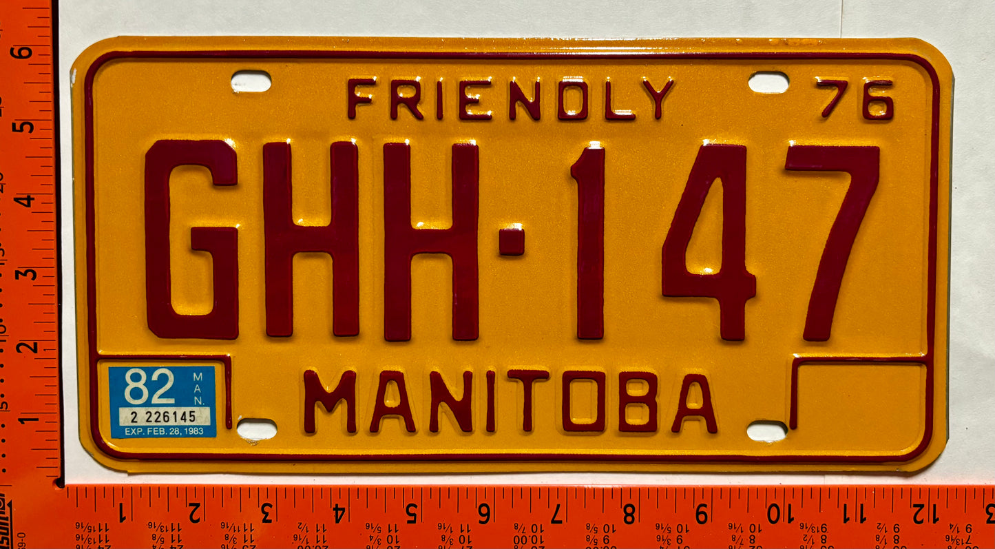 1982 Manitoba #GHH-147 Passenger License Plate