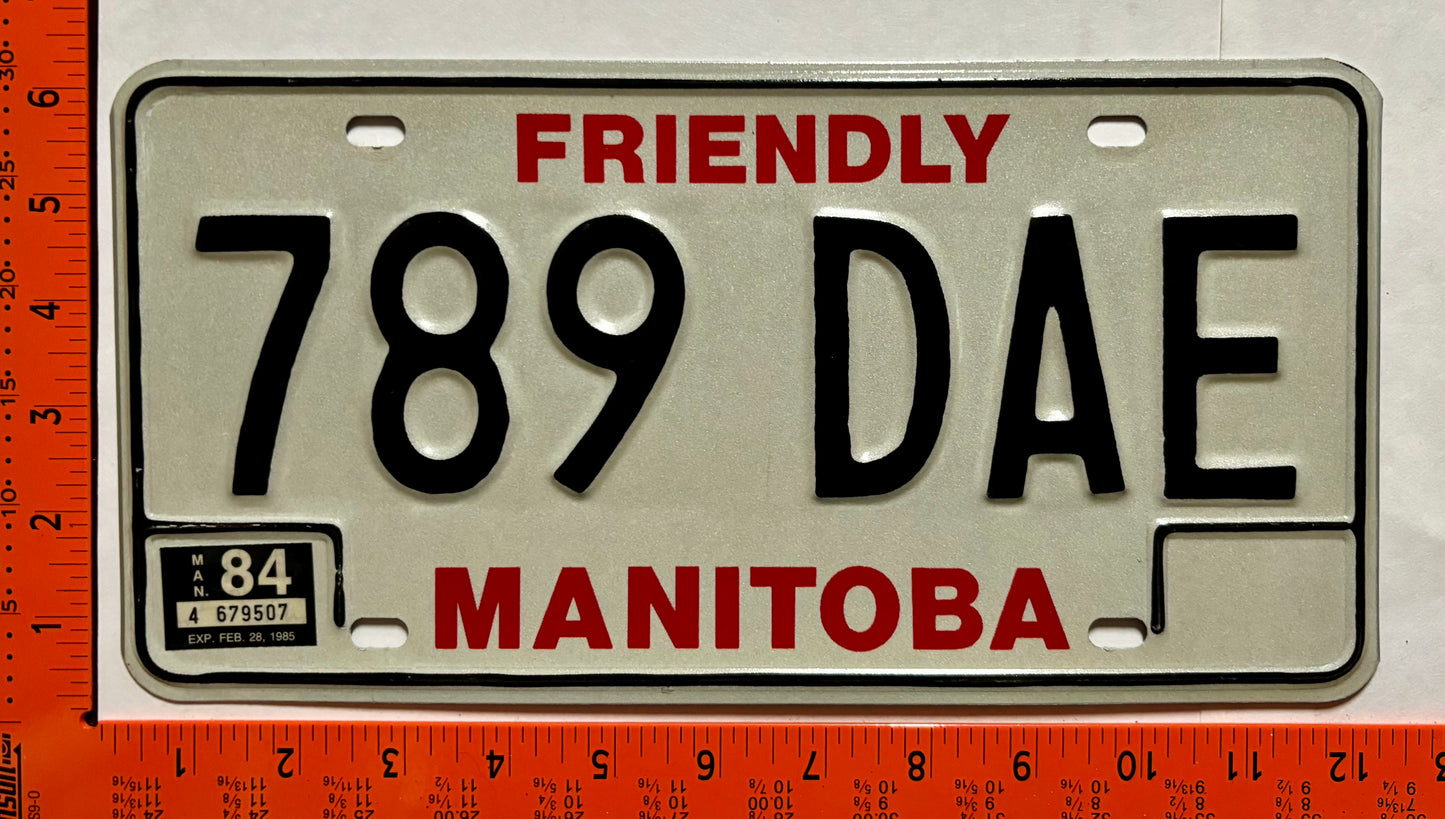 1984 Manitoba #789 DAE Passenger License Plate