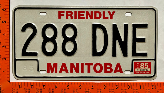 1985 Manitoba #288 DNE Passenger License Plate