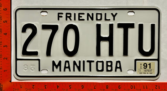 1991 Manitoba #270 HTU Passenger License Plate