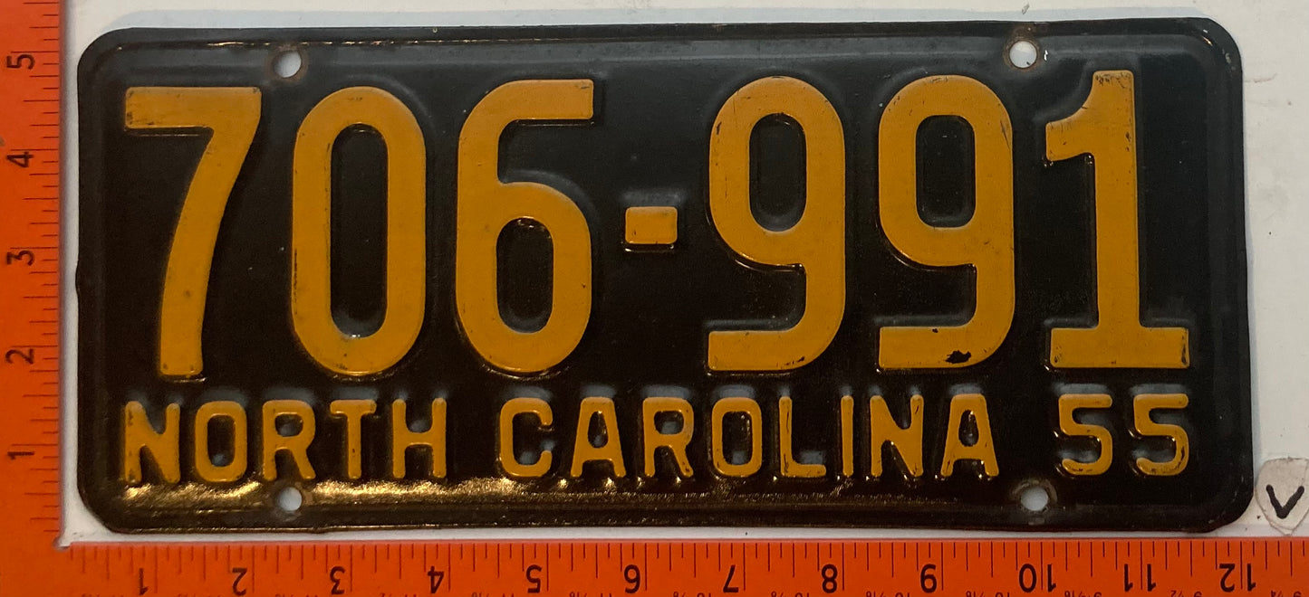1955 North Carolina #706-991 License Plate