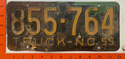 1955 North Carolina #855-764 Truck License Plate