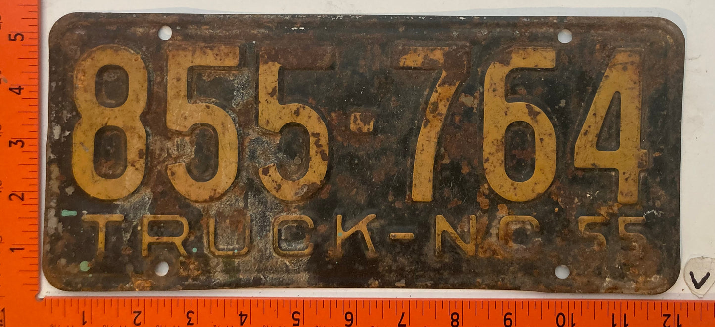 1955 North Carolina #855-764 Truck License Plate