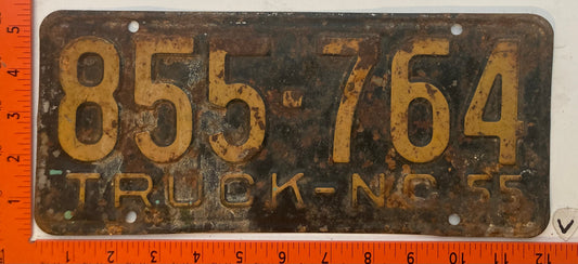 1955 North Carolina #855-764 Truck License Plate