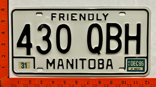 1995 Manitoba #430 QBH Passenger License Plate