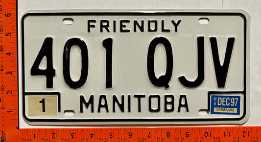 1997 Manitoba #401 QJV Passenger License Plate