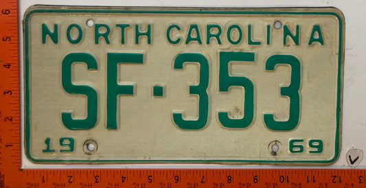 1969 North Carolina #SF-353 Passenger License Plate