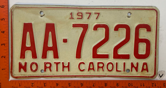 1977 North Carolina #AA-7226 Commercial License Plate