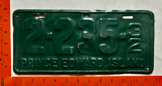 1932 Prince Edward Island #2-235 Passenger License Plate (repaint)