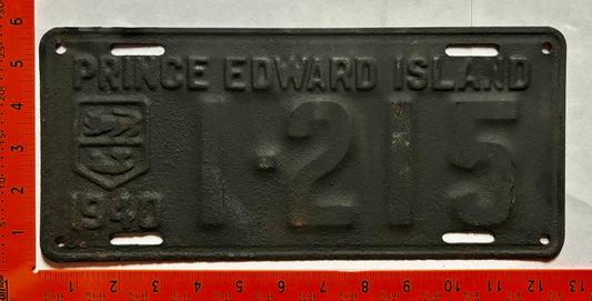 1940 Prince Edward Island #1-215 Passenger License Plate (repaint)