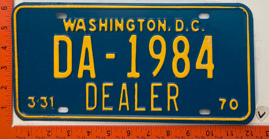 1970 Washington, DC #DA-1984 Dealer License Plate