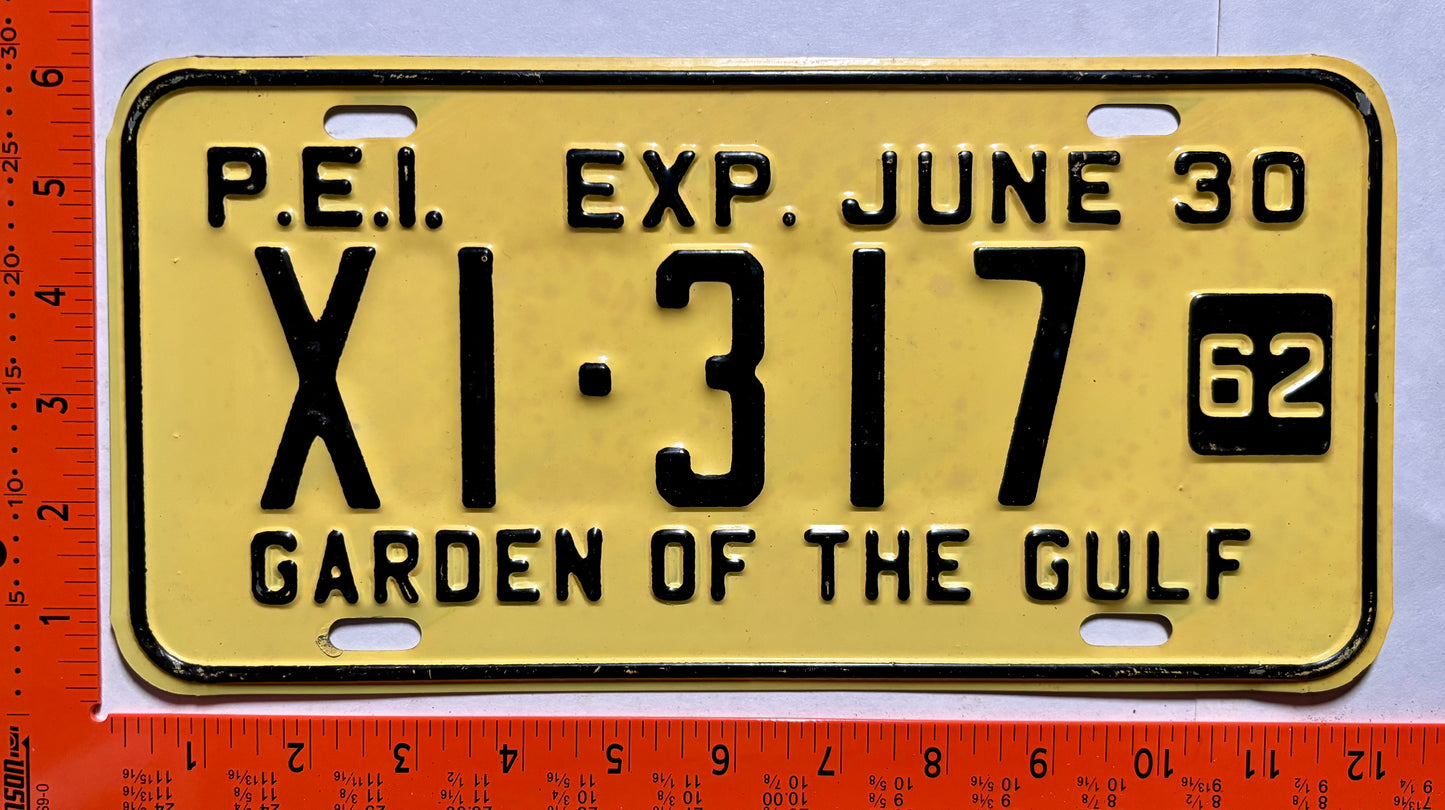 1962 Prince Edward Island #X1-317 Half-Year Heavy Truck License Plate