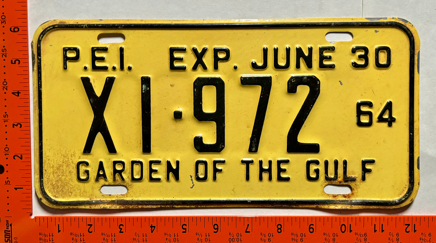 1964 Prince Edward Island #X1-972 Half-Year Heavy Truck License Plate