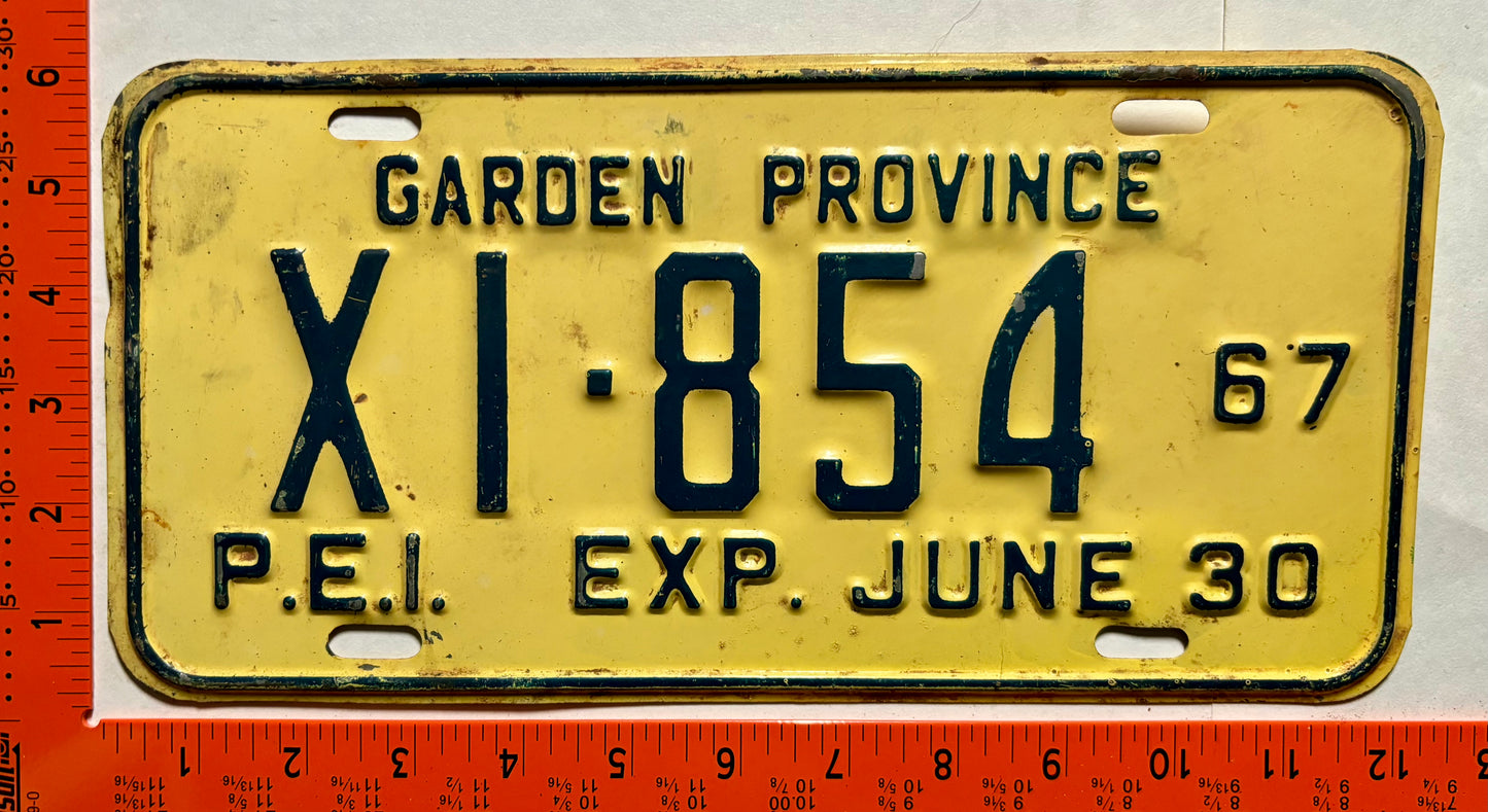 1967 Prince Edward Island #X1-854 Half-Year Heavy Truck License Plate