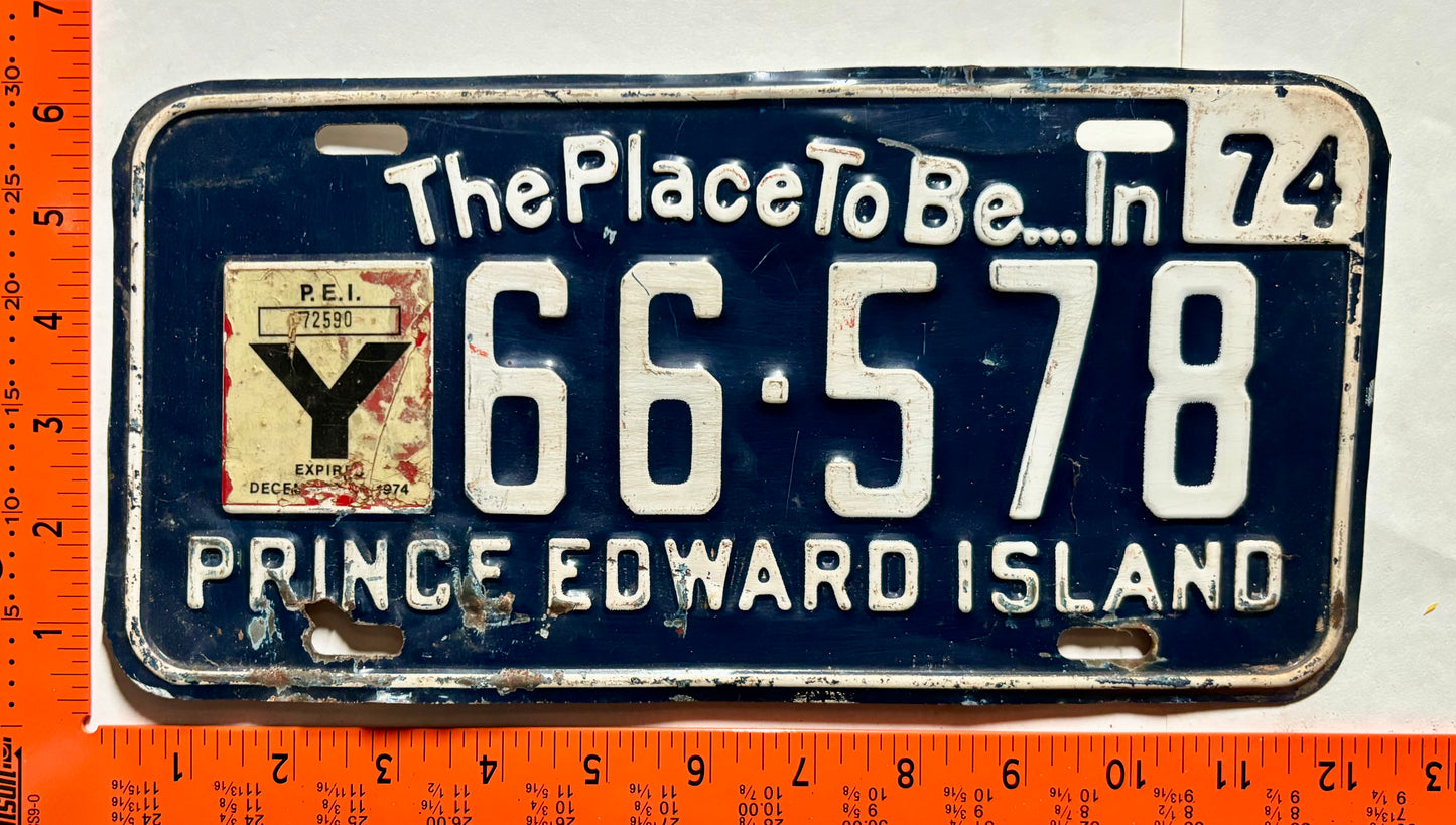 1974 Prince Edward Island #Y66-578 1/3 Year Heavy Truck License Plate