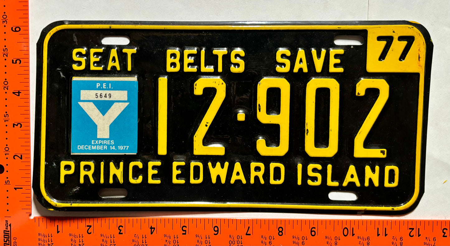 1977 Prince Edward Island #Y12-902 1/3 Year Heavy Truck License Plate
