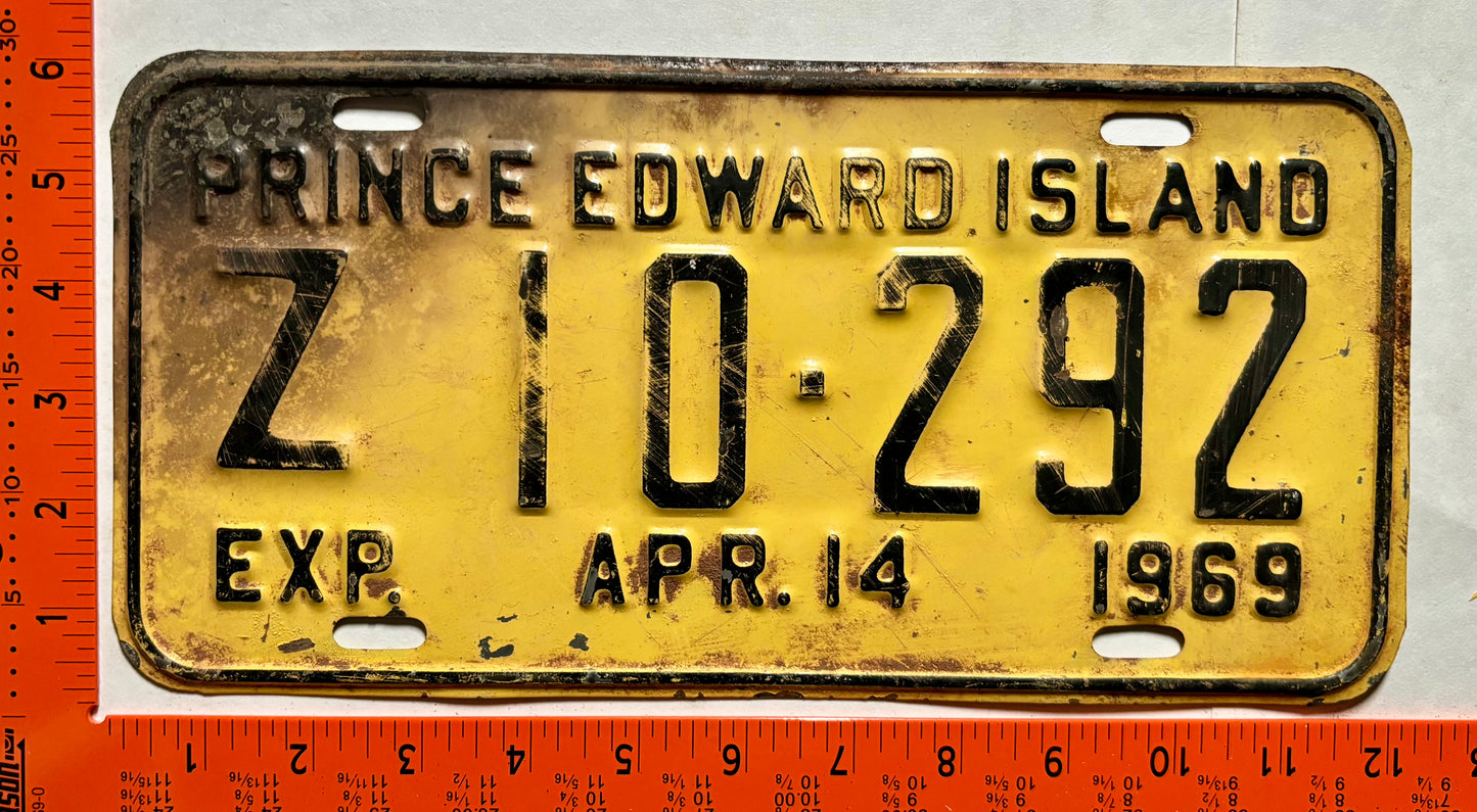 1969 Prince Edward Island #Z10-292 1/3 Year Heavy Truck License Plate