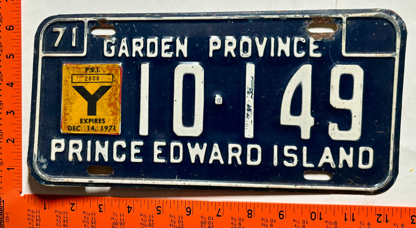 1971 Prince Edward Island #Y10-149 1/3 Year Heavy Truck License Plate