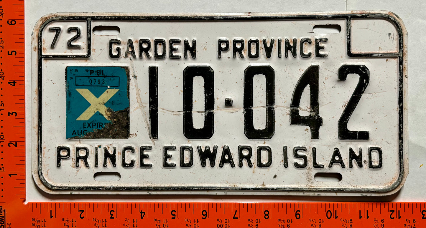 1972 Prince Edward Island #X10-042 1/3 Year Heavy Truck License Plate