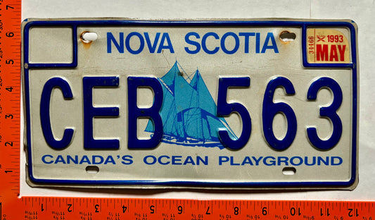 1993 Nova Scotia #CEB 563 Passenger License Plate