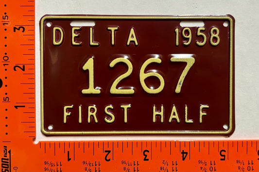 1958 Delta British Columbia #1267 Municipal License Plate