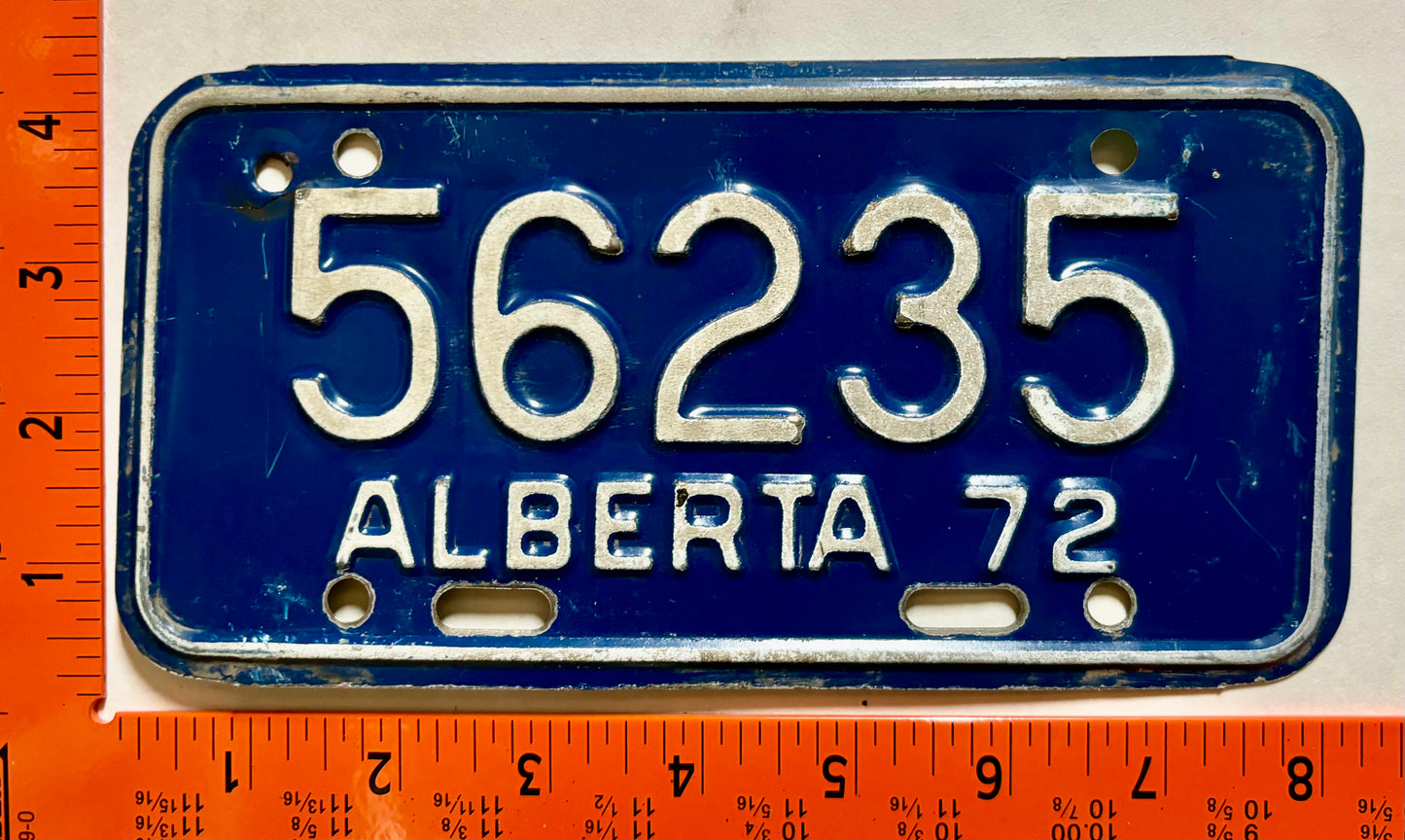 1972 Alberta #56235 Motorcycle License Plate