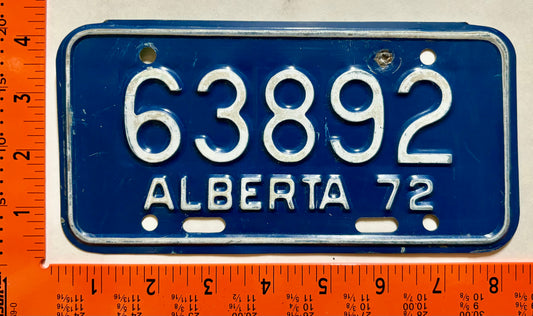 1972 Alberta #63892 Motorcycle License Plate