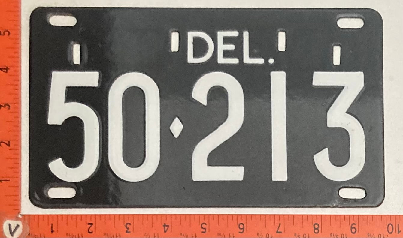 1940s Delaware #50-213 Passenger License Plate PORCELAIN