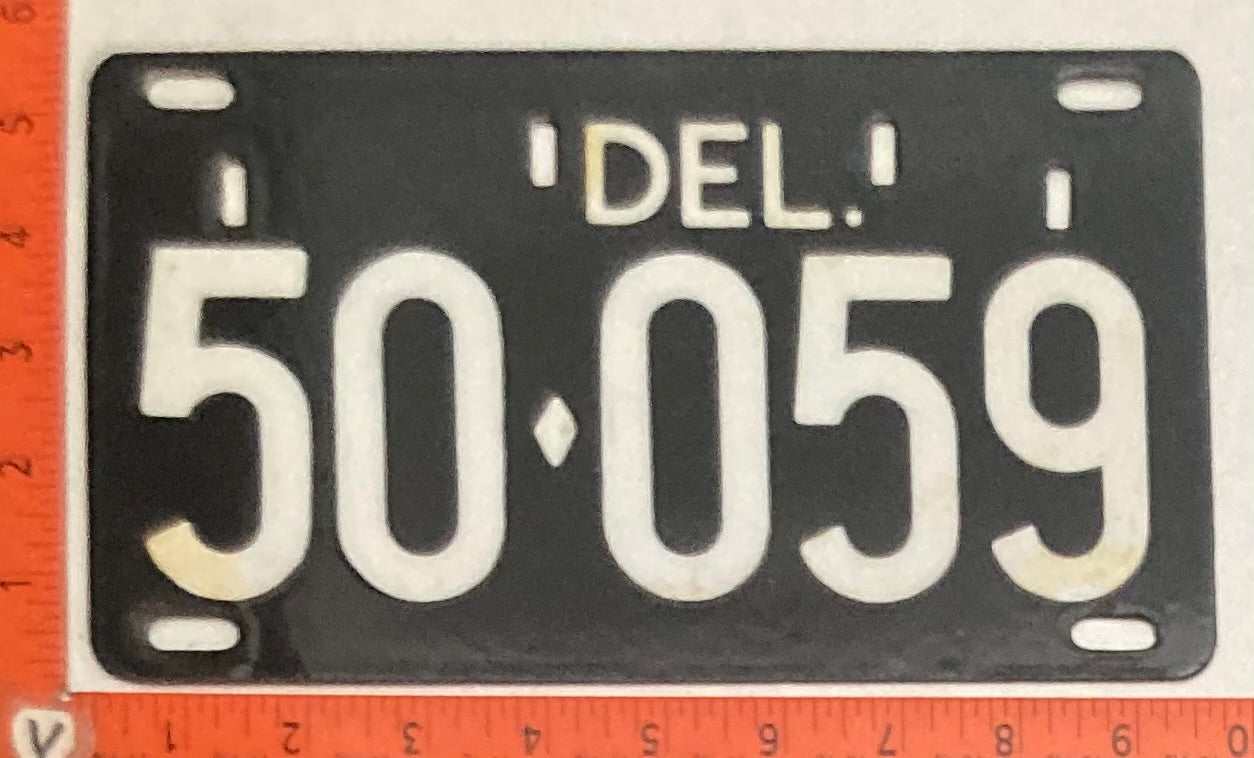 1940s Delaware #50-059 Passenger License Plate PORCELAIN