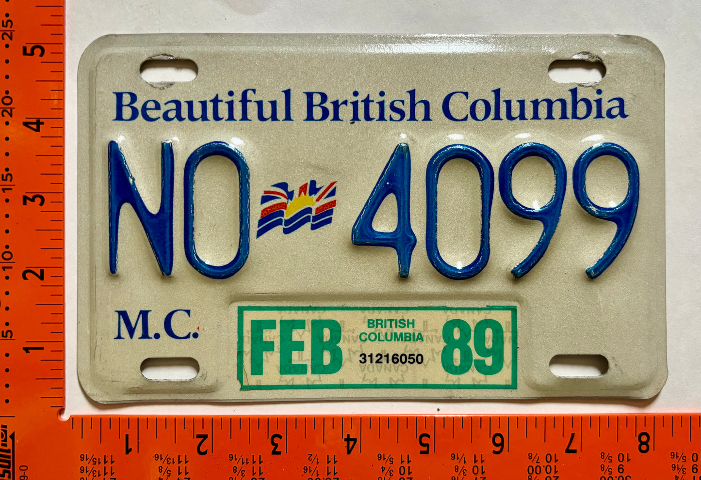 1989 British Columbia #N0 4099 Motorcycle License Plate