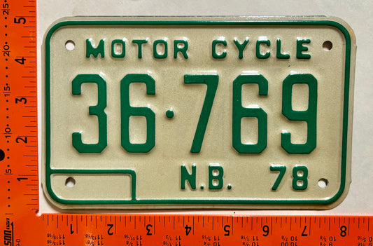 1978 New Brunswick #36-769 Motorcycle License Plate